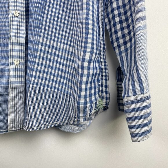 Tommy Bahama Men’s 100% Linen Long Sleeve Blue Chambray Plaid Button Down - XXL - Picture 3 of 9